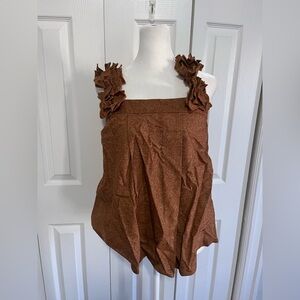 Alice Roi Ruffle Strap Tank Top Brown Size 2